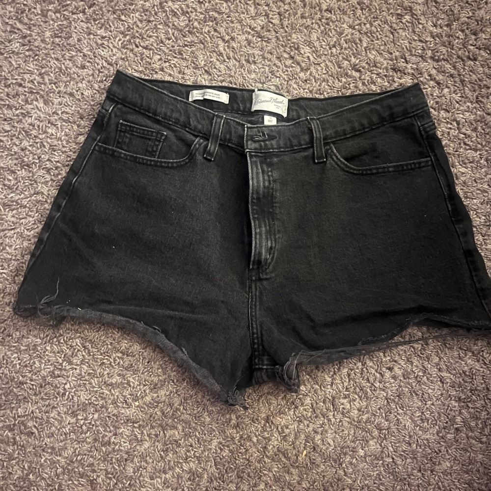 Universal Thread Womens Highest Rise Shortie Shorts Black Denim Cut Offs Size 14